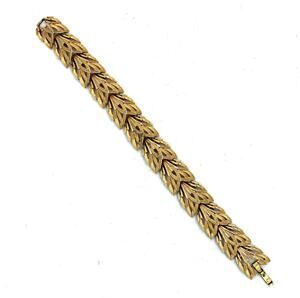 Vtg Crown Trifari Burnished Goldtone Leaf Bracelet